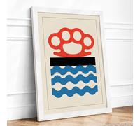 Knuckles and Waves Minimalist Framed Wall Art Print A1 White