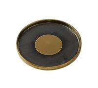 KNUFENG Black Ceramic Dinner Plate, Gold Stroke Design, Tableware for Salad Steak Pasta, Flat Plate, Wedding Party and Home Use, Multiple Sizes, Stackable(Size:25.3 * 25.4 * 2CM,Color:Black)