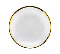 KNUFENG Glass Dinner Plate with Gold Frame, Fruit Salad and Dessert Plate, Decorative Tableware, Modern Style, Wedding Party, Easy to Clean(Size:26.4 * 26.4CM)