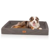Knuffelwuff Austin Orthopaedic Dog Bed Faux Leather S 70 x 50 cm Brown Grey
