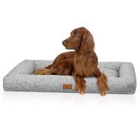 Knuffelwuff Box Nivaro Dog Bed XL 101 x 72 cm Light Grey Cosy Dog Bed with Edge Soft Woven Fabric Washable at 30 °C Dimensionally Stable Padding Non-Orthopaedic for Boys and Active Dogs
