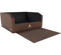 Knuffelwuff Cargo Dog Transport Box for Car Boot 90 x 65 x 39 cm Brown/Black Memory Foam Lying Surface High Protective Walls Removable Cover and Faux Leather Wipe Clean Strap System Compatible