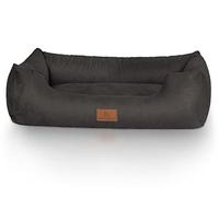Knuffelwuff Dreamline Velour Dog Bed - Removable Cover - Easy to Clean S 70 x 50 cm Black - for Large, Medium and Small Dogs