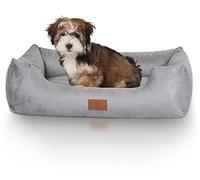Knuffelwuff Dreamline Velour Dog Bed - Removable Cover - Easy to Clean S 70 x 50 cm Grey - for Large, Medium and Small Dogs