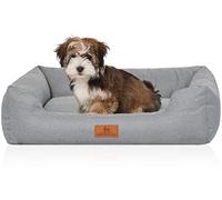 Knuffelwuff Emma Velour Dog Bed with Fine Handwoven Character in Pastel Colours, S 70 x 50 cm, Petrol, Removable Cover, Easy to Clean, for Large, Medium and Small Dogs