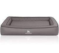 Knuffelwuff Hampstead S Orthopaedic Dog Bed Made of Laser Quilted Faux Leather, 70 x 50 cm, Grey, Removable Cover, Easy to Clean, for Large, Medium and Small Dogs