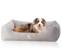 Knuffelwuff Jona Orthopaedic Dog Bed Velvet XL Grey Memory Foam Cover Removable Washable Joint Gentle Warming Durable for Small Medium Large Dogs