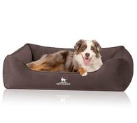 Knuffelwuff Jona Orthopaedic Dog Bed Velvet XXL Brown Memory Foam Cover Removable Washable Joint Gentle Warming Durable for Small Medium Large Dogs