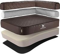 Knuffelwuff Laser-Quilted Artificial Leather Orthopaedic Corner Dog Bed Winslow L 85 x 63cm Rest Right Brown