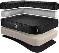 Knuffelwuff Laser-Quilted Artificial Leather Orthopaedic Corner Dog Bed Winslow XL 100 x 70cm Rest Left Black