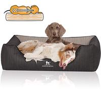 Knuffelwuff Laser-Quilted Artificial Leather Orthopaedic Dog Bed Outback XL 105 x 75cm Black/Taupe