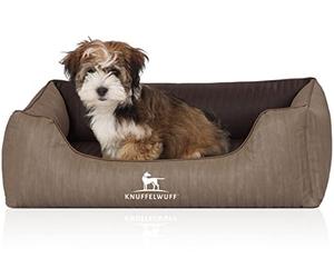 Knuffelwuff Laser-Quilted Artificial Leather Orthopaedic Dog Bed Outlander M-L Small 85 x 63cm Natural/Brown