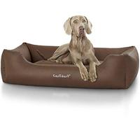Knuffelwuff Leather Dog Bed Sidney - Size M-L 85 x 63cm - brown