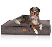Knuffelwuff Lesedi Dog Cushion Made of Corduroy with Handwoven Character 100 x 70 cm, Brown-Grey - Removable Cover - Washable - for Large, Medium and Small Dogs