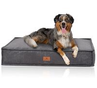 Knuffelwuff Lesedi Dog Cushion Made of Corduroy with Handwoven Character 80 x 60 cm Grey - Removable Cover - Washable - for Large, Medium and Small Dogs