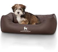 Knuffelwuff Milan Dog Bed Made of Laser Quilted Faux Leather, S 70 x 50 cm, Brown, Removable Cover, Easy to Clean, for Large, Medium and Small Dogs