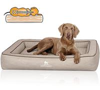 Knuffelwuff Montego Orthopaedic Dog Bed in Laser Quilted Faux Leather XXL 120 x 100 cm Grey