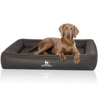 Knuffelwuff Montego S Orthopaedic Dog Bed Laser Quilted Faux Leather 70 x 50 cm Black - Removable Cover - Easy to Clean - for Large, Medium and Small Dogs