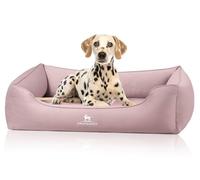 Knuffelwuff Olive Orthopaedic Dog Bed M-L Pink Easy Clean Suede Look Memory Foam Water-Repellent Washable Joint-Gentle Robust for Small to Large Dogs