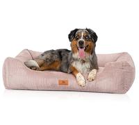 Knuffelwuff Olivia M-L Corduroy Dog Bed, 85 x 63 cm, Pink, Removable Washable Cover, for Large, Medium and Small Dogs