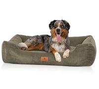 Knuffelwuff Olivia XXL Corduroy Dog Bed, 120 x 85 cm, Khaki, Removable Cover, Washable, for Large, Medium and Small Dogs