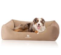 Knuffelwuff Orthopaedic Dog Bed Jona Velvet S Camel, Memory Foam, Removable Washable Cover, Gentle on the Joints, Warming, Durable, for Small, Medium, Large Dogs