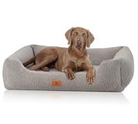 Knuffelwuff Orthopaedic Dog Bed Made of Cuddly Teddy Material Wollekopp XXL 120 x 85 cm Grey Removable Cover Washable for Large, Medium and Small Dogs
