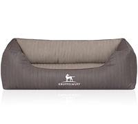 Knuffelwuff Outlander Orthopaedic Dog Bed Made of Laser Quilted Faux Leather, S 70 x 50 cm, Dark Grey/Grey, Removable Cover, Easy to Clean, for Large, Medium and Small Dogs