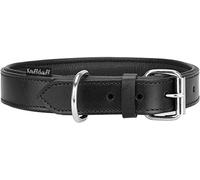 Knuffelwuff Real Leather Basic Plus Dog Collar, 19 - 25 cm, Black