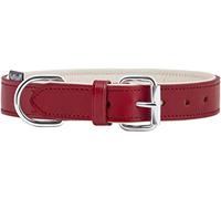 Knuffelwuff Real Leather Basic Plus Dog Collar, 19-25 cm, Red