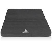 Knuffelwuff Roanoke Orthopaedic Folding Travel Mat Made of Laser Quilted Faux Leather 100 x 80 cm Black - Removable Cover - Washable - for Large, Medium and Small Dogs