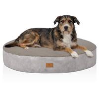 Knuffelwuff Round Bolster Dog Bed 70 cm Light Grey Cuddly Teddy Dog Cushion Light Grey Soft Padded without Memory Foam Washable Cover 30 °C with Sturdy Sides for Active Dogs
