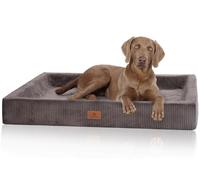 Knuffelwuff Santiago S Orthopaedic Dog Bed Made of Corduroy with Handwoven Character 70 x 50 cm, Brown-Grey, Removable Cover, Washable, for Large, Medium and Small Dogs