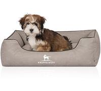 Knuffelwuff Scottsdale Dog Bed Faux Leather S 70 x 50 cm Light Grey - Removable Cover - Easy to Clean - for Large, Medium and Small Dogs