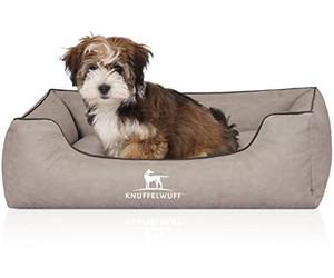 Knuffelwuff Scottsdale Dog Bed Faux Leather S 70 x 50 cm Light Grey - Removable Cover - Easy to Clean - for Large, Medium and Small Dogs