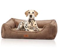 Knuffelwuff Sedona Orthopaedic Dog Bed Made of Wide Corduroy M-L 85 x 63 cm Brown Removable Cover Washable for Large, Medium and Small Dogs