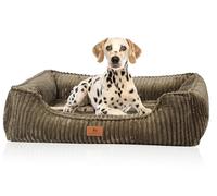 Knuffelwuff Sedona Orthopaedic Dog Bed Made of Wide Corduroy XL 105 x 75 cm Khaki Removable Cover Washable for Large, Medium and Small Dogs