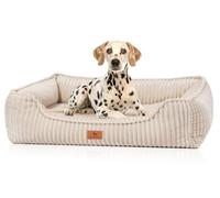 Knuffelwuff Sedona S Orthopaedic Dog Bed Made of Wide Cord 70 x 50 cm Beige Removable Cover Washable for Large, Medium and Small Dogs