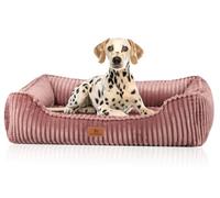 Knuffelwuff Sedona S Orthopaedic Dog Bed Made of Wide Cord 70 x 50 cm Pink Removable Cover Washable for Large, Medium and Small Dogs