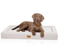 Knuffelwuff TIVA M-L Orthopaedic Dog Bed 80 x 60 cm Beige Easy Clean Fabric Water-Repellent Memory Foam Mattress Washable 30 °C Flat Design Gentle on the Joints Small to Large Dogs