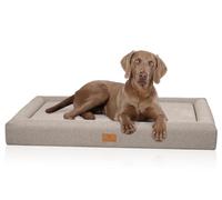 Knuffelwuff TIVA M-L Orthopaedic Dog Bed 80 x 60 cm Light Brown Easy Clean Fabric Water-Repellent Memory Foam Mattress Washable 30 °C Flat Design Gentle on the Joints Small to Large Dogs