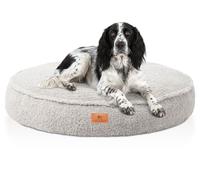 Knuffelwuff Tivano Orthopaedic Dog Bed Round 80 cm Light Grey Teddy Fur Cover Washable at 30 °C Memory Foam Flakes Gentle on Joints and Dimensionally Stable Round Lying Surface for Small to Large Dogs