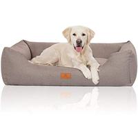 Knuffelwuff Velour Dog Bed Lotte with Fine Hand-Woven Material Look XL 105 x 75cm Light Grey