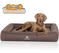 Knuffelwuff Yukon Orthopaedic Dog Bed Velour with Handwoven Character XXL 120 x 100 cm Grey Brown