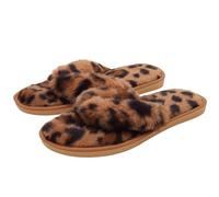 Knuffis Fur Flip Flops Plush Slippers Fur Mules Women's Flip Flops with Plush Women, leo, 8 UK