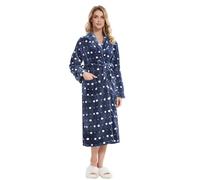 Knuffnee Fluffy Robes for Women Soft Fleece Dressing Gown Winter Warm Long Bathrobe Dots S