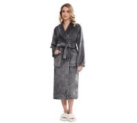 Knuffnee Fluffy Robes for Women Soft Fleece Dressing Gown Winter Warm Long Bathrobe Grey XL