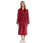 Knuffnee Fluffy Robes for Women Soft Fleece Dressing Gown Winter Warm Long Bathrobe Wine Red XL
