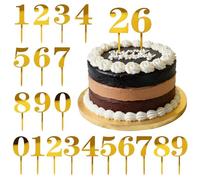 KNUIUYY 20 Pcs 0-9 Numbers Cake Topper, Shiny Number Cake Toppers, DIY Handmade Cakes Decorations, Gold Acrylic Cake Topper Numbers For Happy Birthday Christmas Wedding Party Anniversary