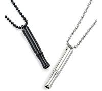 KNUIUYY 2PCS Anxiety Relief Necklace, Breathing Necklace Stress Relief Portable Stainless Steel Whistle for Breathing Exercises Meditation Anxiety Gifts for Women and Men